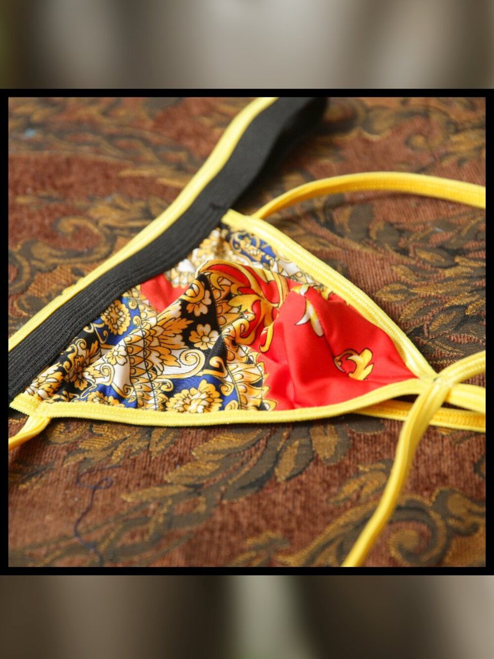 Mens Orange Ornate Thong Jockstrap Handmade - Picture 4 of 5